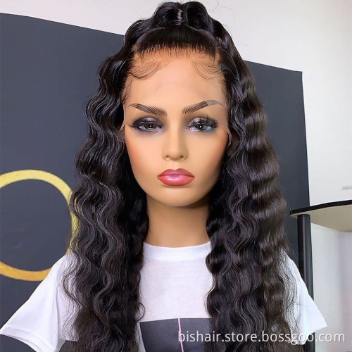 Loose Deep Wave Lace Front Wig Real Human Hair Brazil 4x4 Lace Hair Wig 150% Dense Holiday Hair Suitable for Women Natural Black